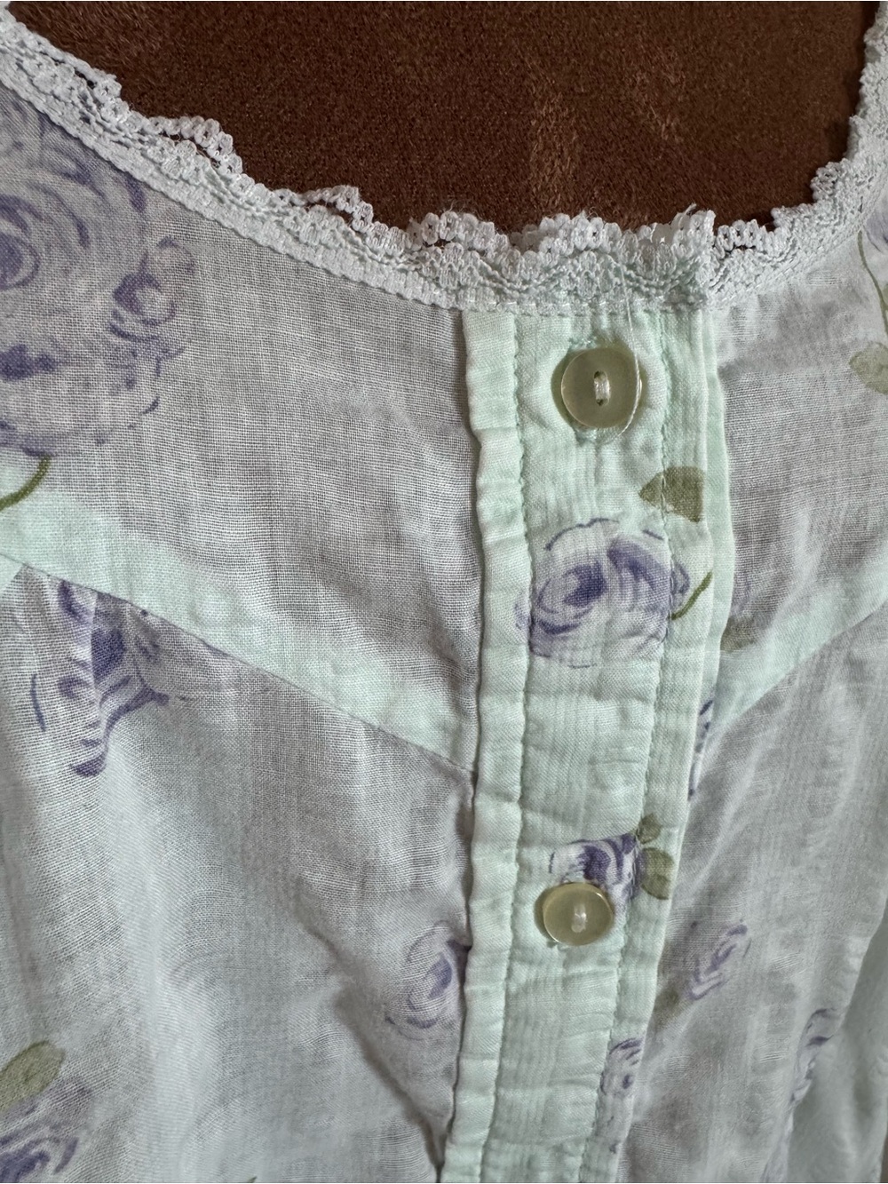 Vintage Barbizon Floral Maxi Nightgown Cotton Poly Blend Lace Trim Cottagecore - Picture 2 of 14